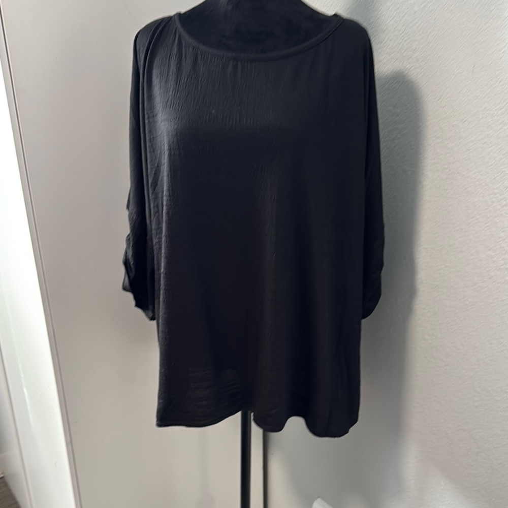Max Studio Black Draped Boatneck Tunic